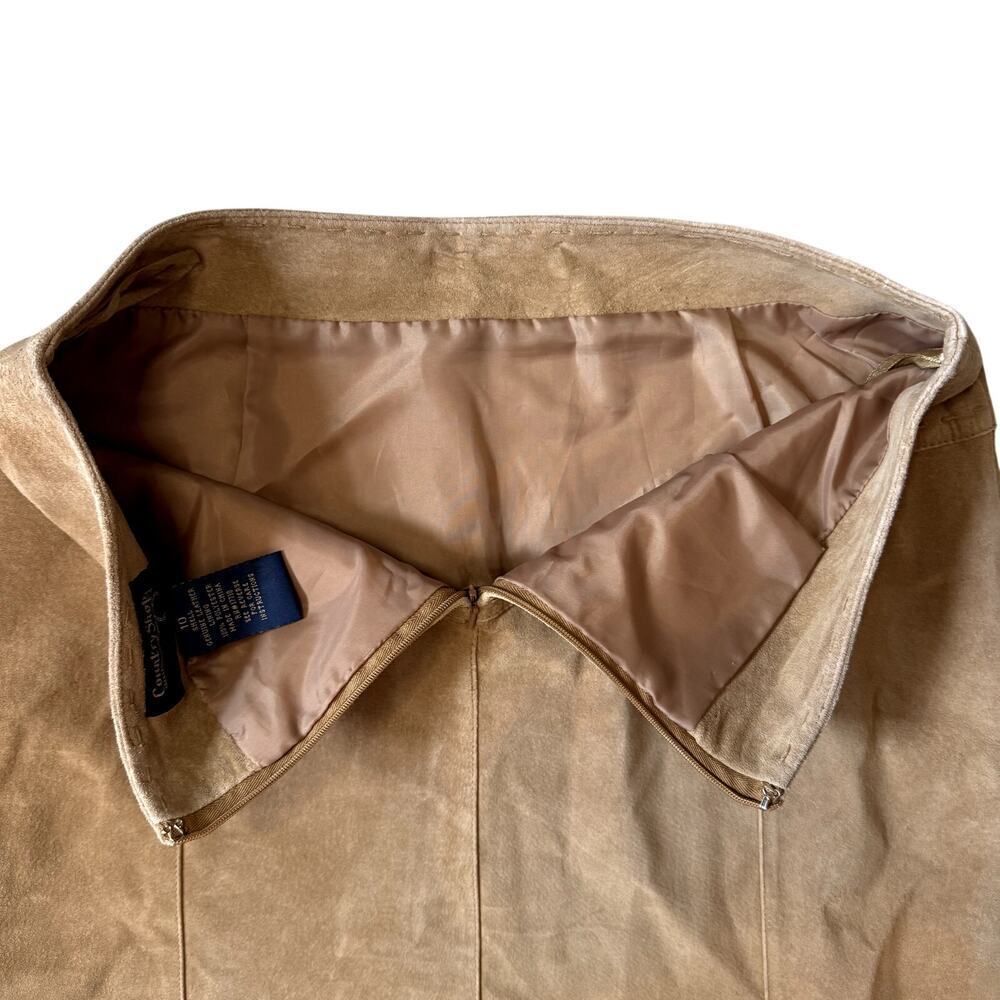 Vintage COUNTRY SHOP Genuine Leather Suede Beige Tan Maxi Skirt Women's Size 10 - Picture 6 of 6